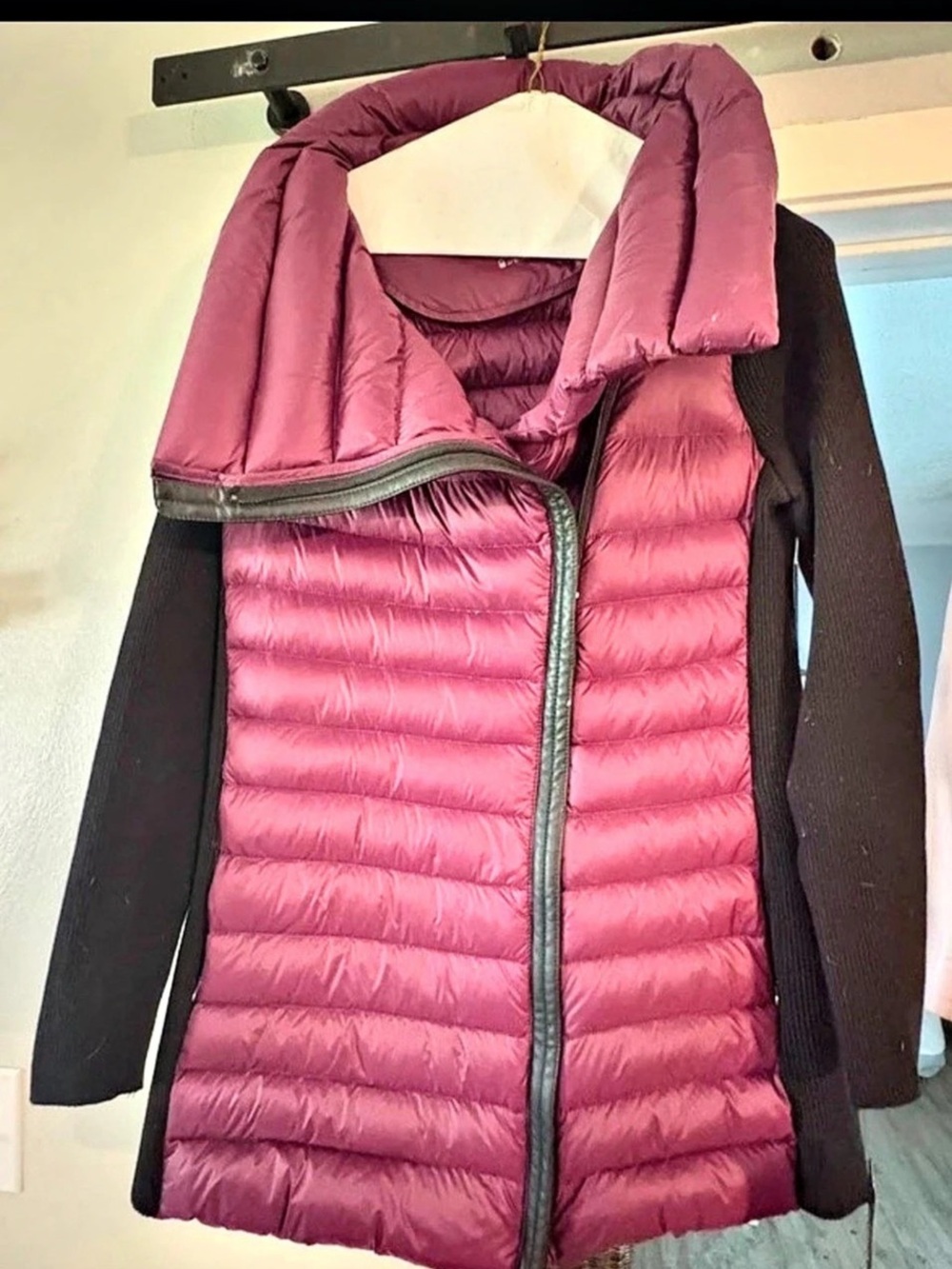 black rivet Performance Puffer Coat Purple & Black XL